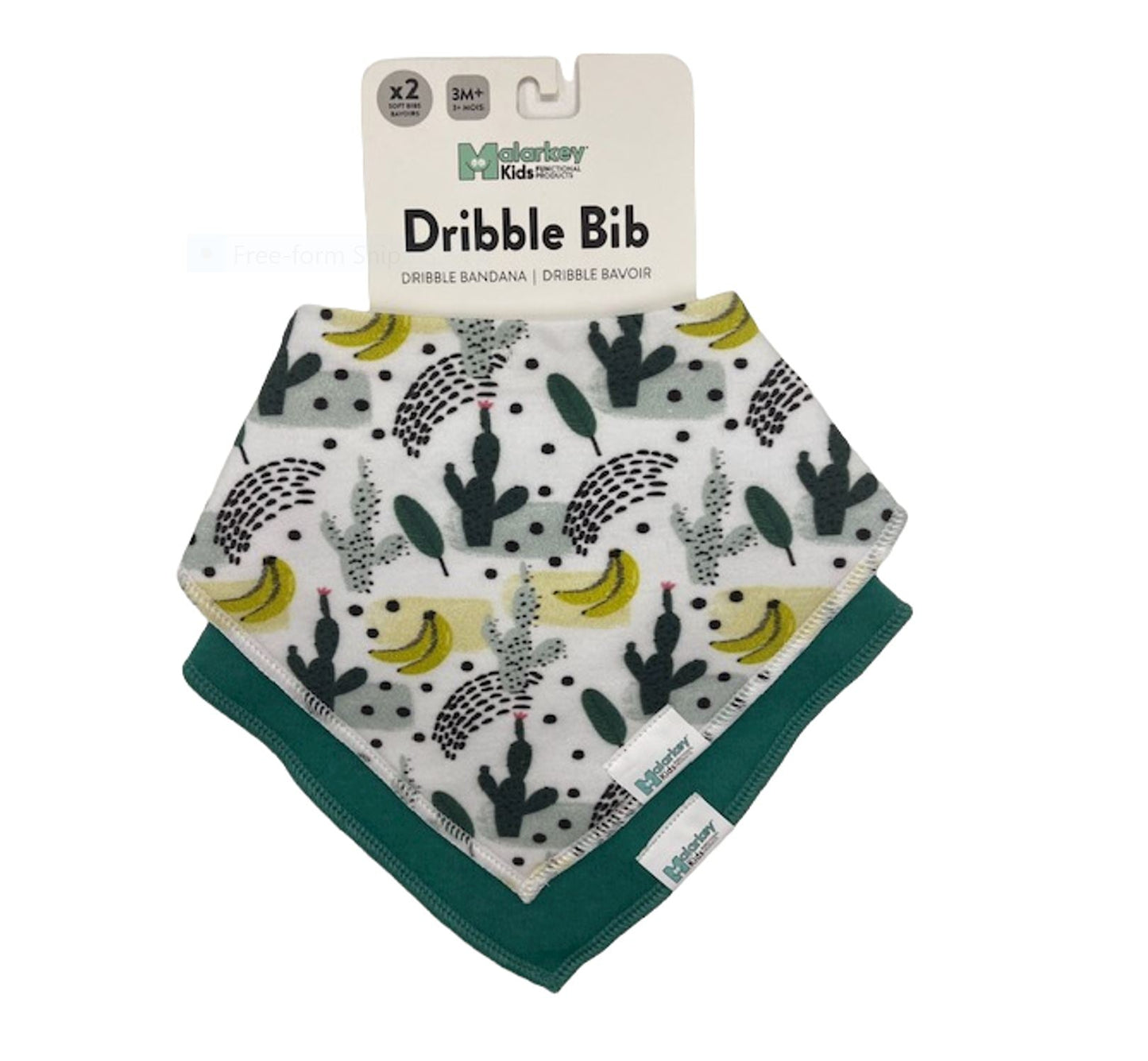 Dribble Bib - Cactus Banana/Dark Green Malarkey Kids CA
