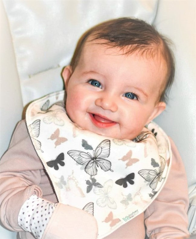 Dribble Bib - Butterflies/Light Pink Malarkey Kids CA