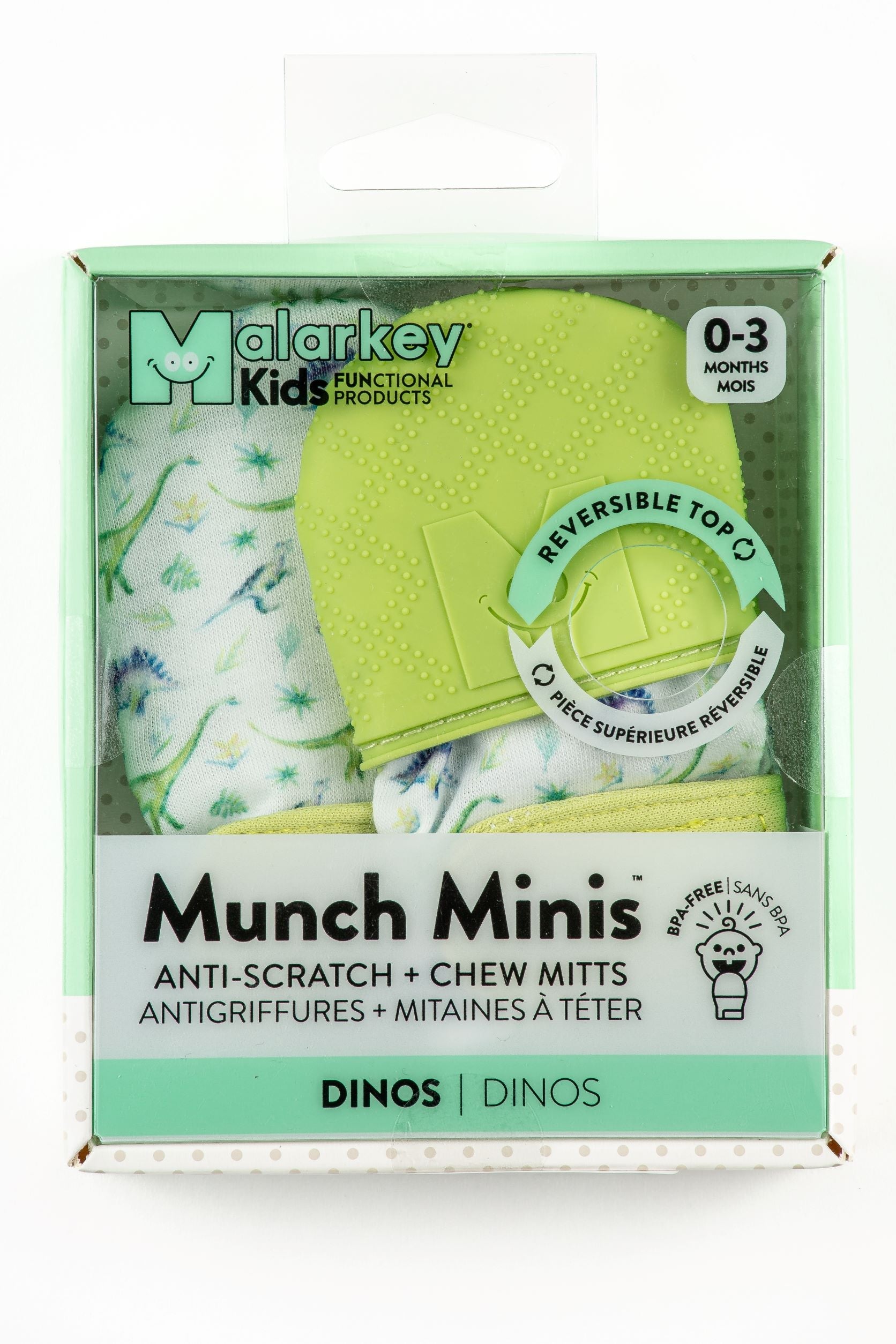 Munch Mini - Teething and anti-scratch Mitts - Dino Pacifiers & Teethers Malarkey Kids CA 