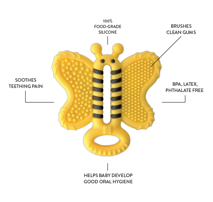 BEE TEETHER TOOTHBRUSH - Baby Teether Brush Teether Toothbrush Malarkey Kids CA 