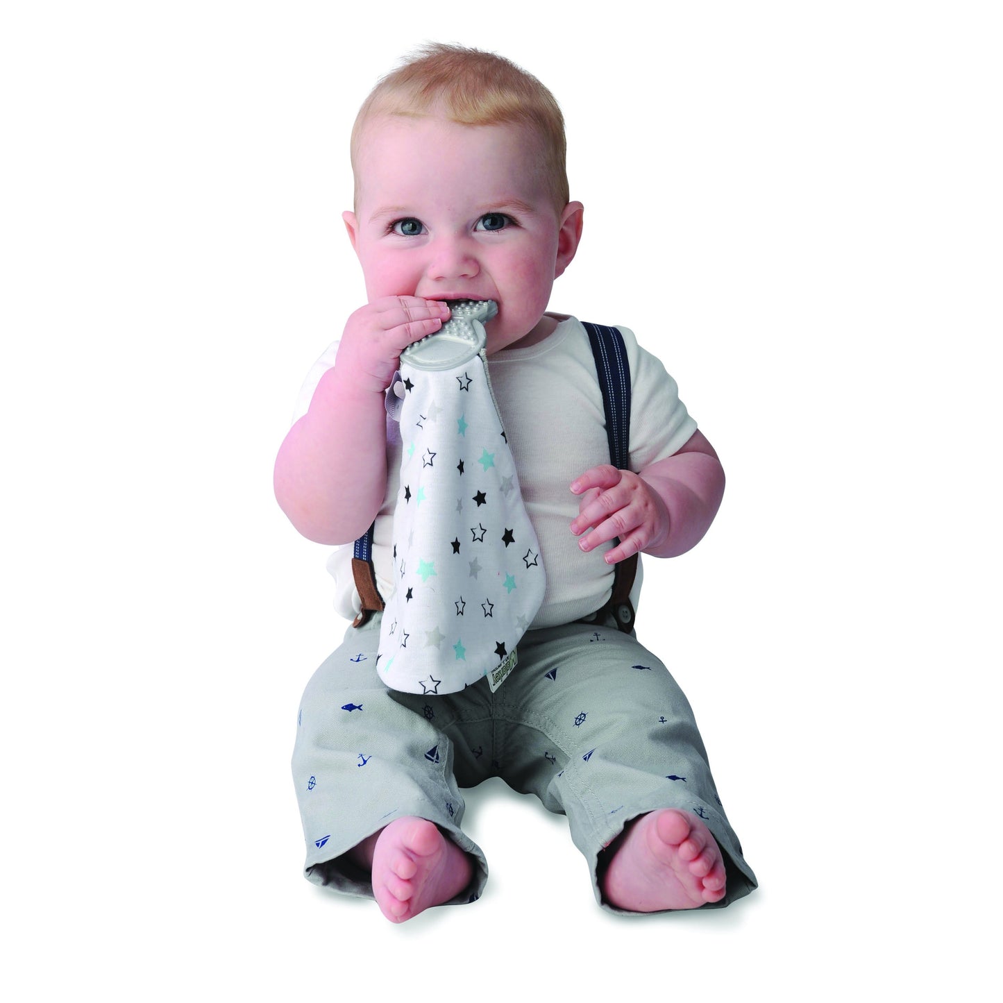 Munch-It Blanket - Twinkle Twinkle a convenient teether and cozy blanket for baby. Designed to target baby's emerging front& eye teeth as well as early molars.  The soft blanket is perfect for snuggling and absorbing drool