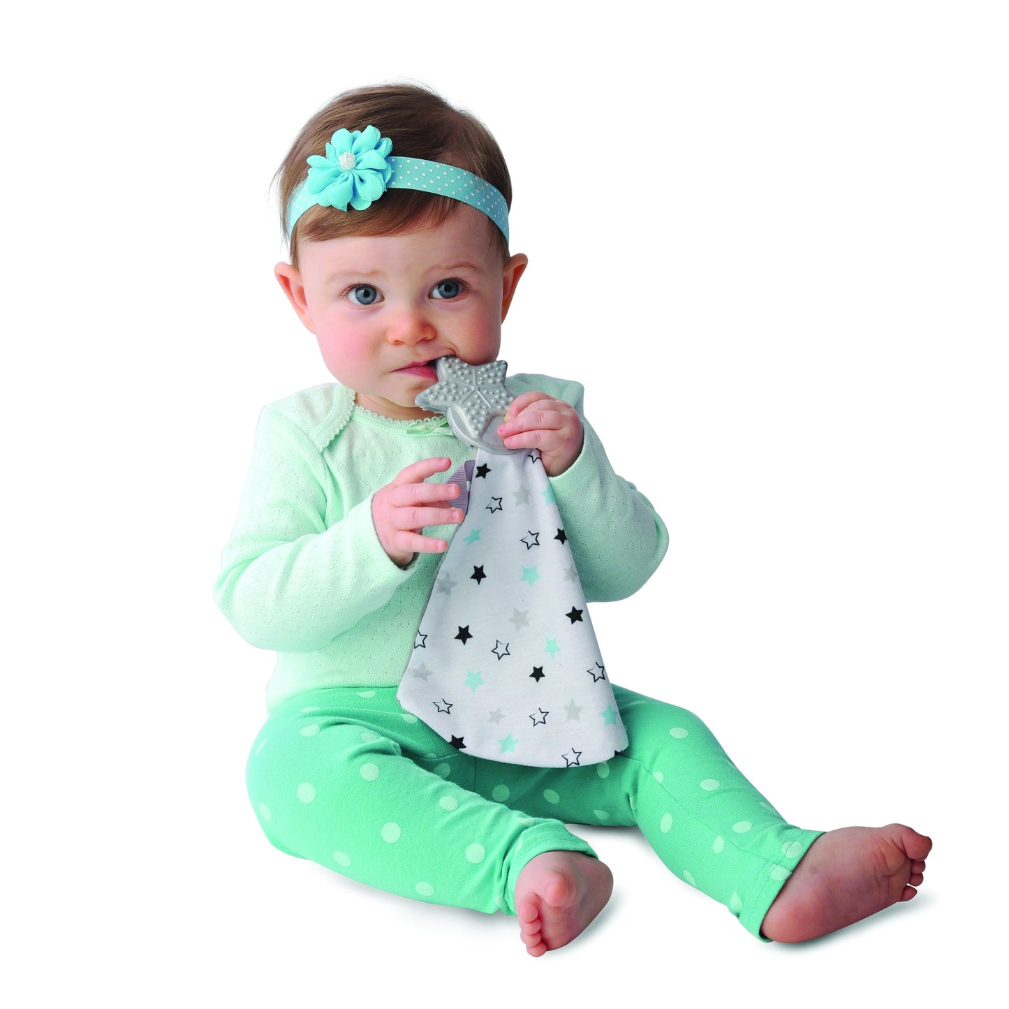 Munch-It Blanket - Twinkle Twinkle a convenient teether and cozy blanket for baby. Designed to target baby's emerging front& eye teeth as well as early molars.  The soft blanket is perfect for snuggling and absorbing drool