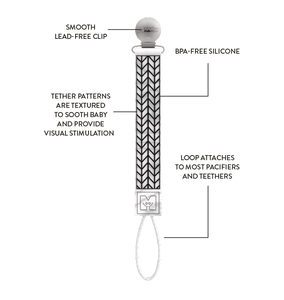 TEETHER TETHER - BLACK AND WHITE CHEVRON Teether Tether Malarkey Kids CA 