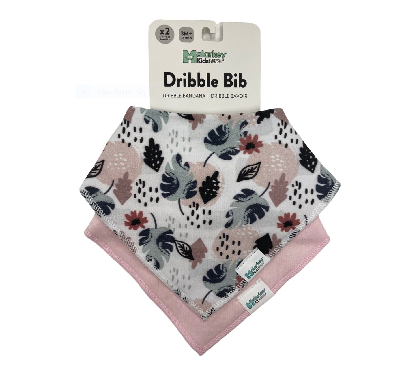 Dribble Bib - Flower Leaf/Light Pink Malarkey Kids CA 