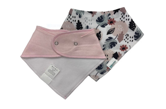 Dribble Bib - Flower Leaf/Light Pink Malarkey Kids CA 