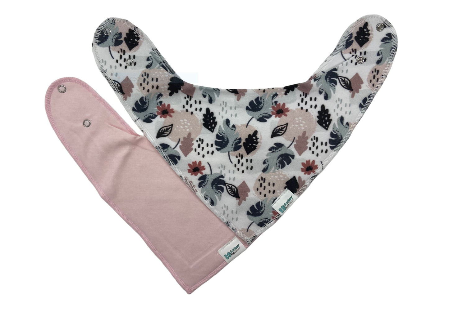 Dribble Bib - Flower Leaf/Light Pink Malarkey Kids CA 