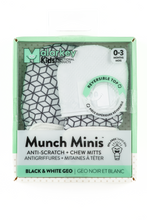 Munch Minis - Anti-scratch and Chew Mitts - Black & White Geo Pacifiers & Teethers Malarkey Kids CA 