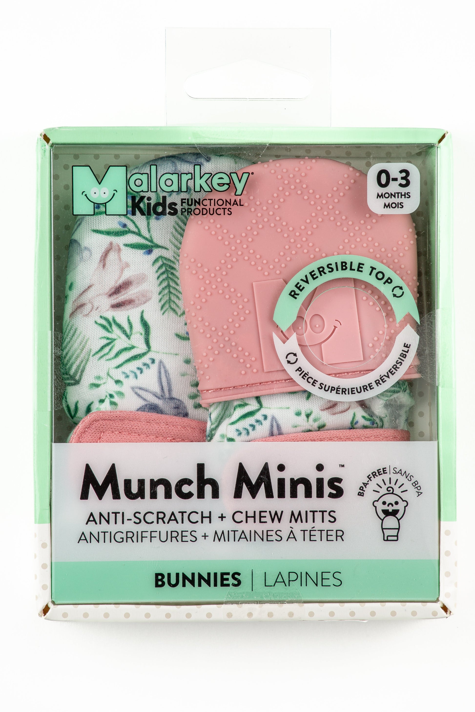Munch Minis - Anti-scratch and Chew Mitts - Bunnies Pacifiers & Teethers Malarkey Kids CA 