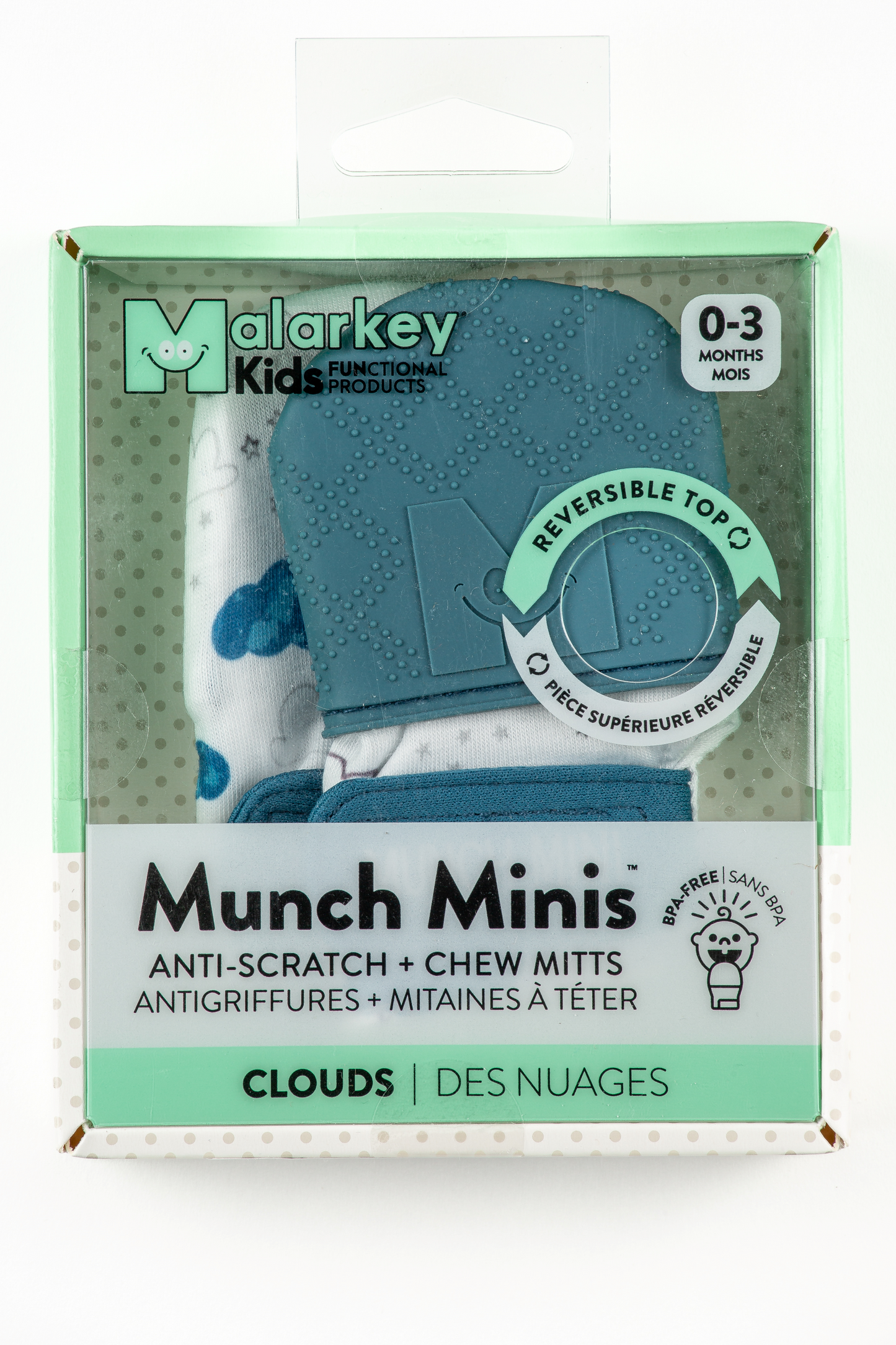 Munch Minis - Anti-scratch and Chew Mitts - Clouds Pacifiers & Teethers Malarkey Kids CA 