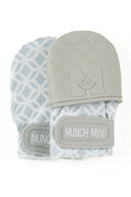 Munch Minis - Anti-scratch and Chew Mitts - Grey Geo Pacifiers & Teethers Malarkey Kids CA 